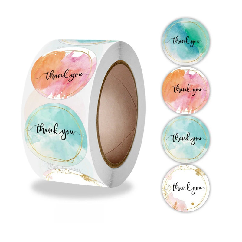 Gold Foil Thank You Stickers Roll – Waterproof Self-Adhesive Round Labels with Bronzing Finish – Custom Logo Option for Food Packaging, Gifts, Weddings, and E-commerce