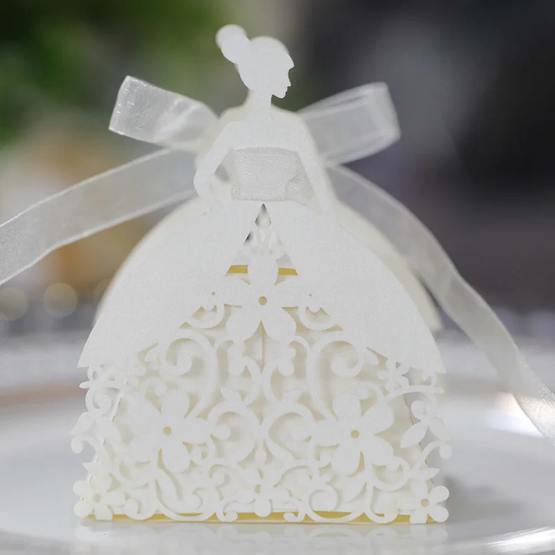 Laser Cut Pearl Paper Gift Boxes with Ribbon – Elegant Candy Chocolate Packaging for Wedding Favors, Engagements, Baby Showers, Birthday Parties, Bridal Showers, and Holiday Celebrations - 图片 12