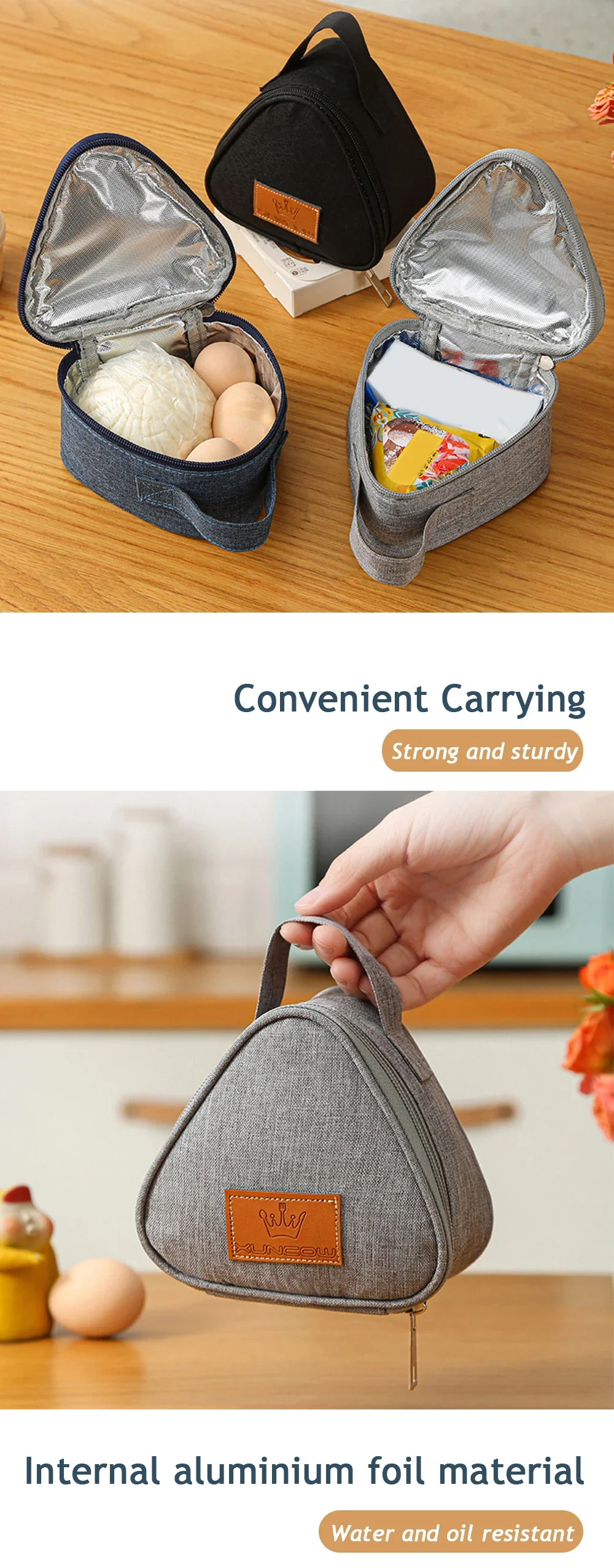 Insulated Triangle Lunch Bag – Milk Carton Design, Waterproof & Portable – Triangle Bento Bag for Sandwich, Egg, Kids & Adults – Picnic, School & Work – Compact Thermal Food Tote