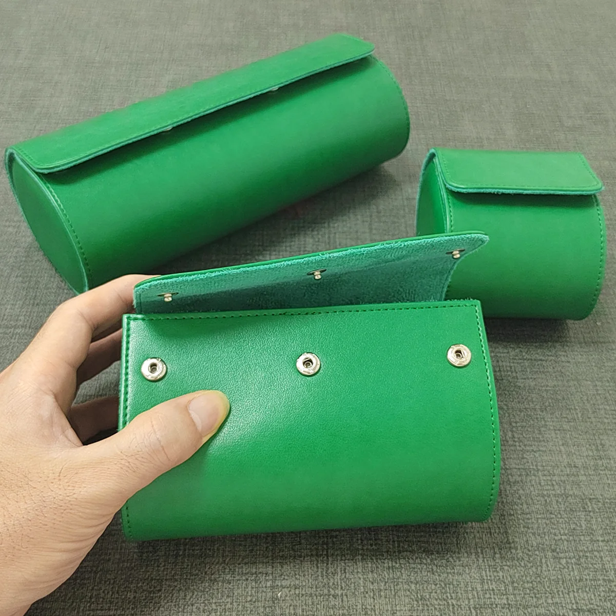 Travel Watch Organizer | Custom Blue PU Leather Travel Watch Roll Case – Embossed Logo, Velvet Suede Interior, Single/Double/Triple Slot Organizer – Portable Watch Storage for Travel & Gifting 15