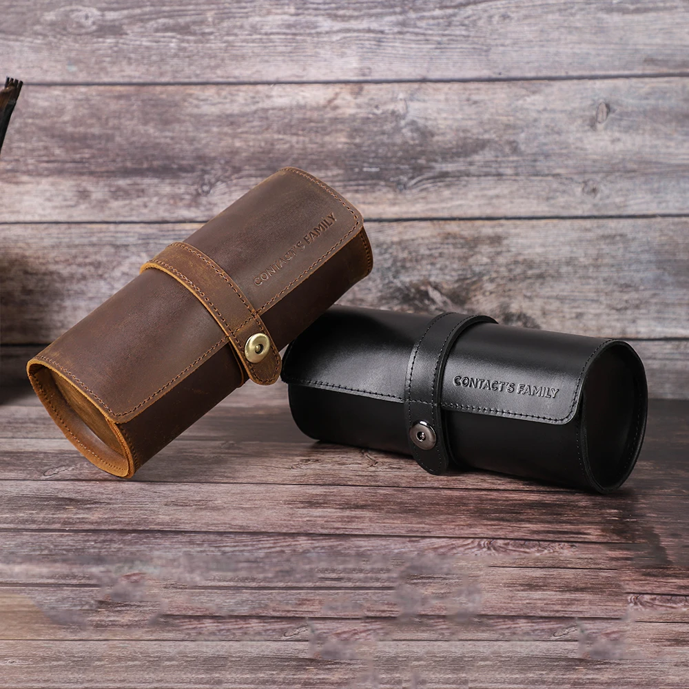 Crazy Horse Leather Watch Roll Case – Travel Watch Organizer for 2/3/4 Slots, Hand-Stitched Genuine Leather Storage for Men’s Watches – Portable Vintage Style Watch Holder Gift Box - 图片 5