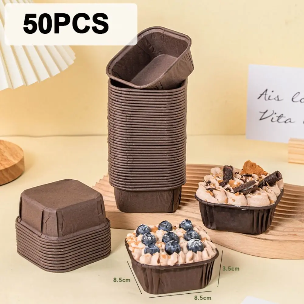50pcs Coffee Brown Square Cupcake Liners – Greaseproof Baking Cups for Muffins, Desserts, Cupcake, Wedding Party Favors – Eco-Friendly Disposable Muffin Wrappers for Bakery, Catering, Events - 图片 8