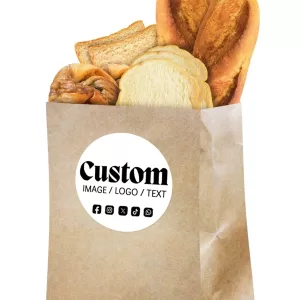 Custom Handmade with Love Stickers – Round & Square Self-Adhesive Labels for Bread, Baked Goods, Gifts, and Packaging. Durable, Personalized, Ideal for Homemade Branding.
