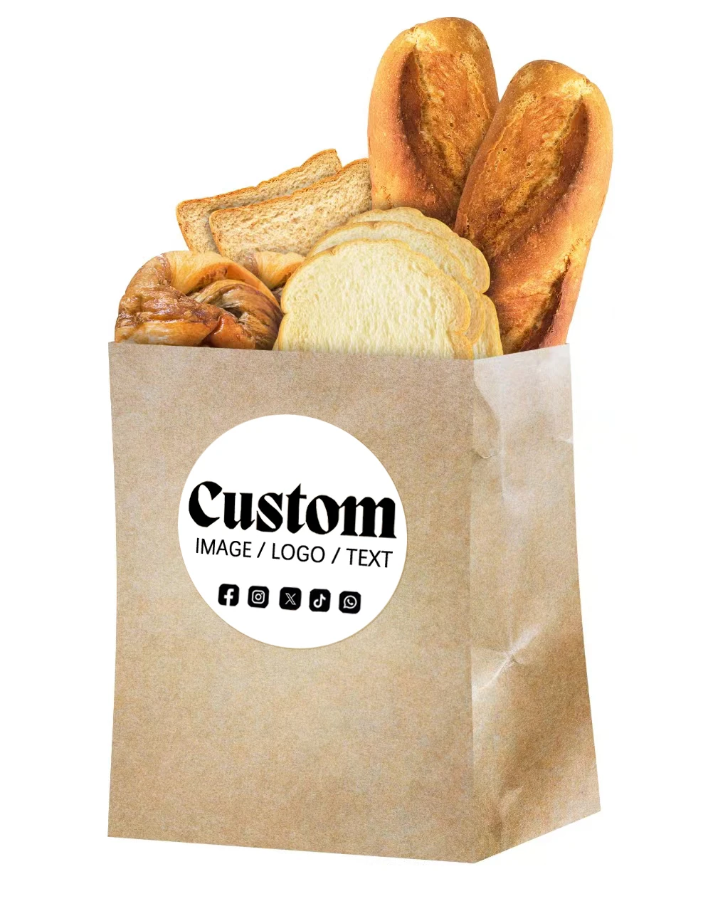 Custom Handmade with Love Stickers – Round & Square Self-Adhesive Labels for Bread, Baked Goods, Gifts, and Packaging. Durable, Personalized, Ideal for Homemade Branding.