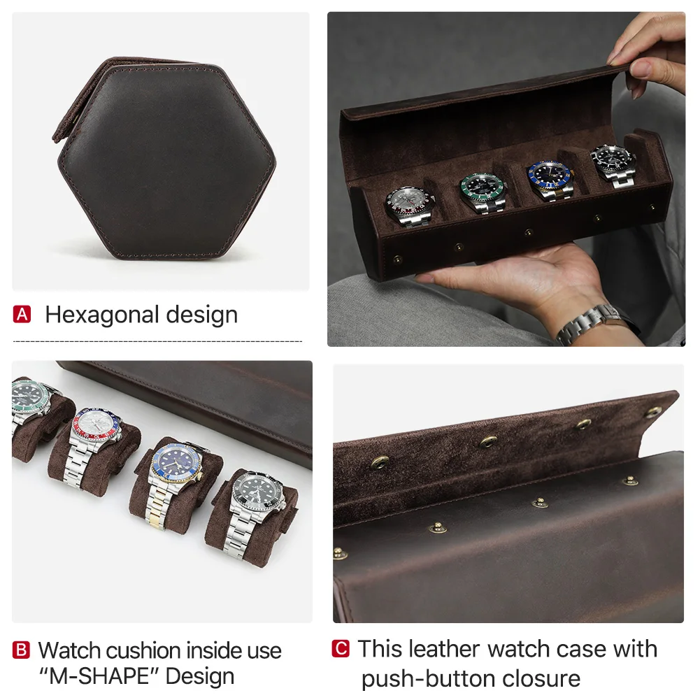 Travel Watch Organizer | Luxury 8-Slot PU Leather Watch Box Organizer – Soft Velvet Interior Display Case for Men’s & Women’s Watches, Jewelry Storage – Elegant Gift for Birthdays, Holidays & Collectors - 图片 4