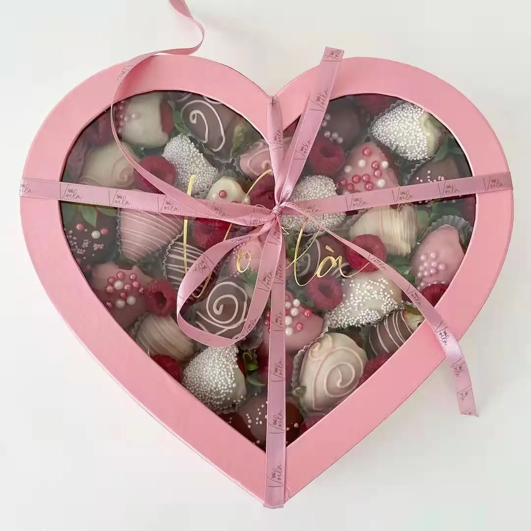 31x31cm Large Heart Shaped Gift Box with Window – Elegant Charcuterie Packaging for Mother's Day, Chocolate, Sweets, Desserts, Party Favors, Valentine’s Gifts, Bakery Display 8