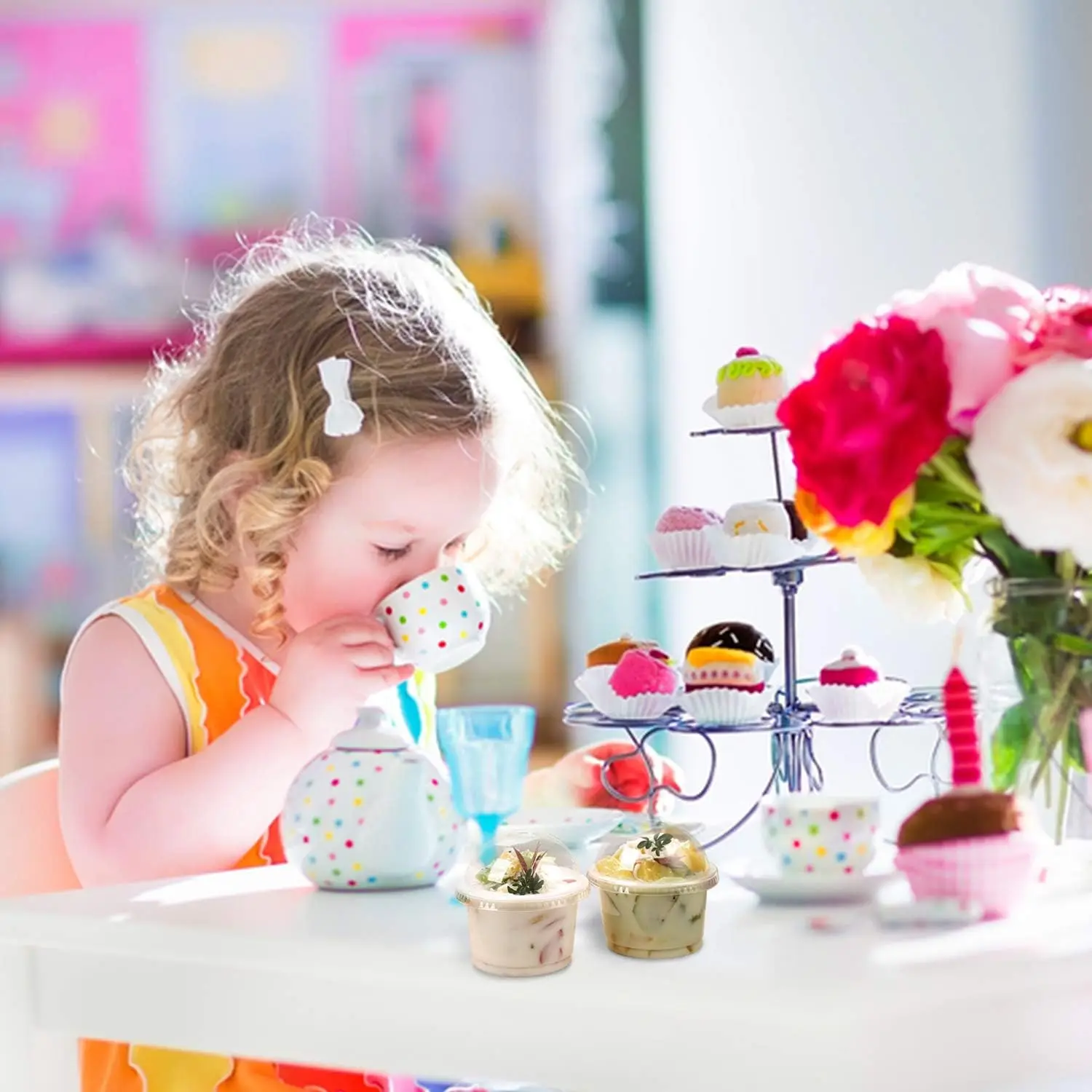 50/100PCS 250ML Clear Disposable Plastic Dessert Cups with Dome/Flat Lids – Ideal for Ice Cream, Parfaits, Yogurt, Salads, Puddings, and Party Treats – BPA-Free, Leak-Resistant, Stackable 5