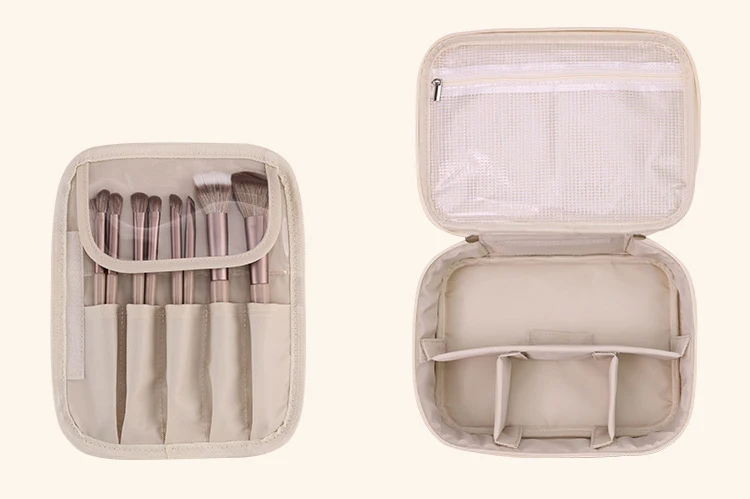 PU Leather Waterproof Cosmetic Bag with Compartments – Large Capacity Makeup Organizer for Travel, Toiletries, Brushes & Skincare – Portable Multifunctional Wash Pouch 12