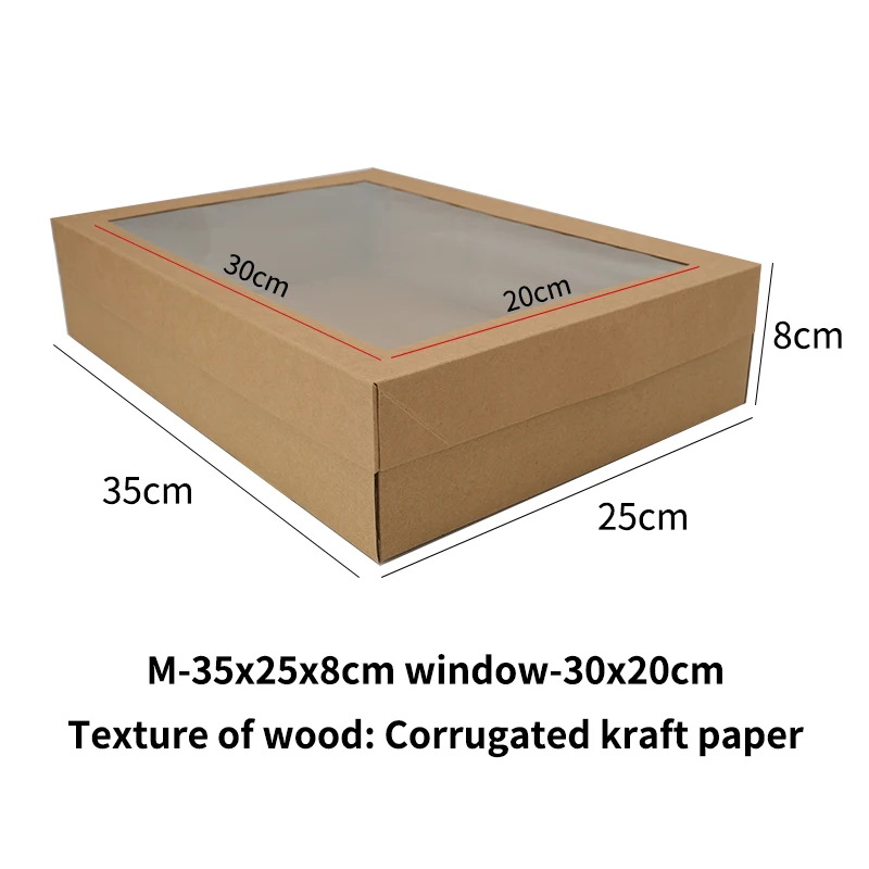 Disposable Kraft Paper Food Boxes with Clear Window – Recyclable Takeout Containers for Dessert, Sandwich, Fruit, Gifts & Parties, Picnic Box – Eco-Friendly Brown Bakery Box (50 Pack) - 图片 9