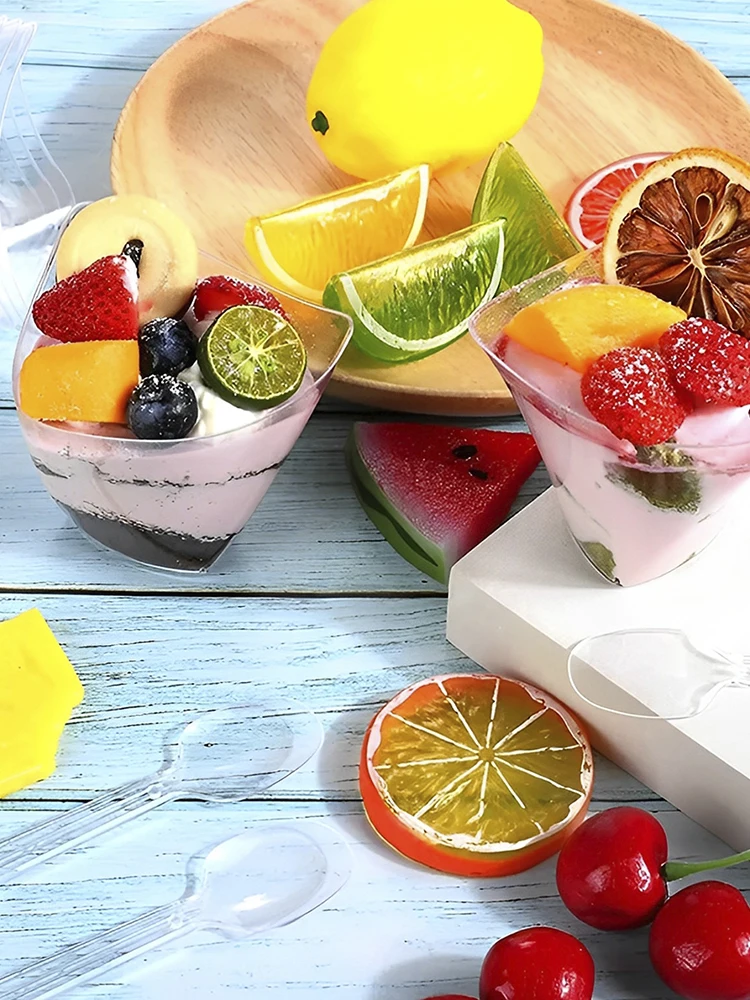 50/100pcs 3.38oz Clear Plastic Dessert Cups – Reusable Mini Dessert Bowls for Cheesecake, Ice Cream, Mousse, Pudding – Elegant Disposable Serving Cups for Parties, Weddings, Catering Events - 图片 4