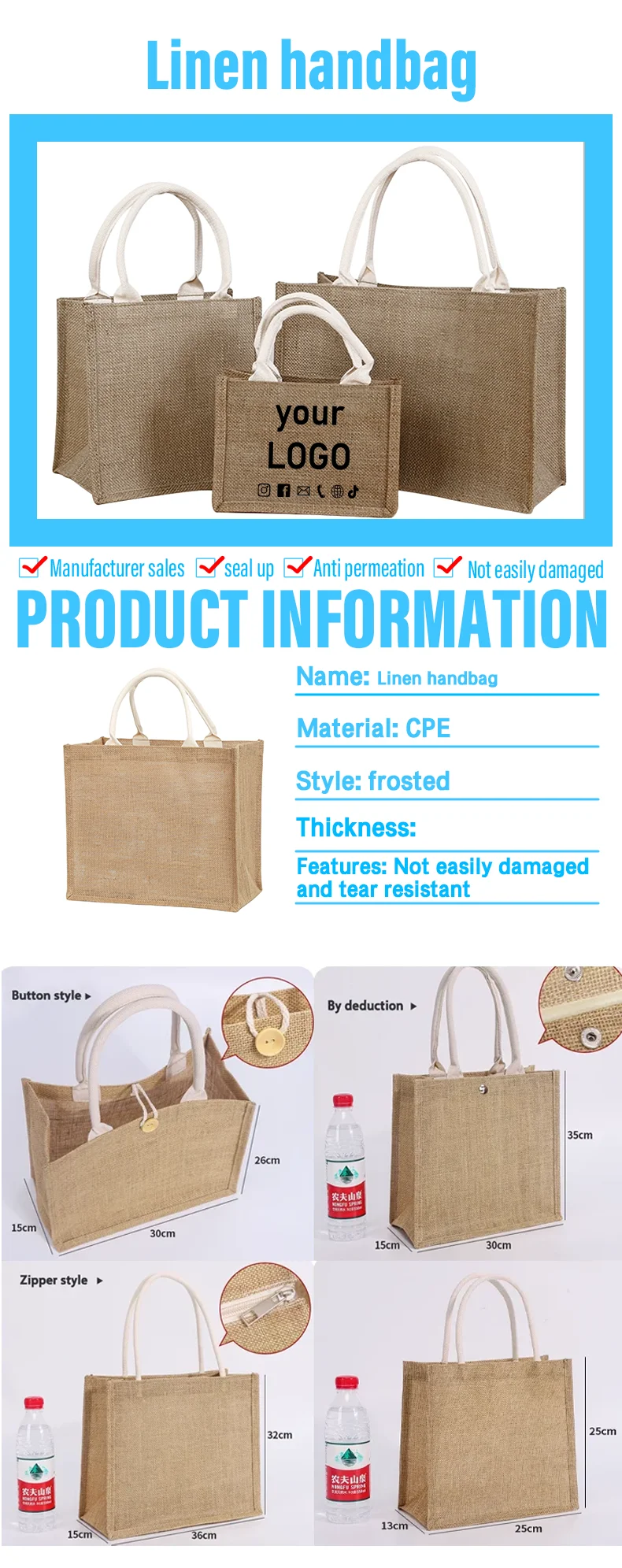 Custom Canvas Tote Bag – Eco-Friendly Reusable Linen Shopping Bag with Handle, Ideal for Promotional Events, Gift Packaging, DIY, Daily Use, Custom Size and Logo Printing Available