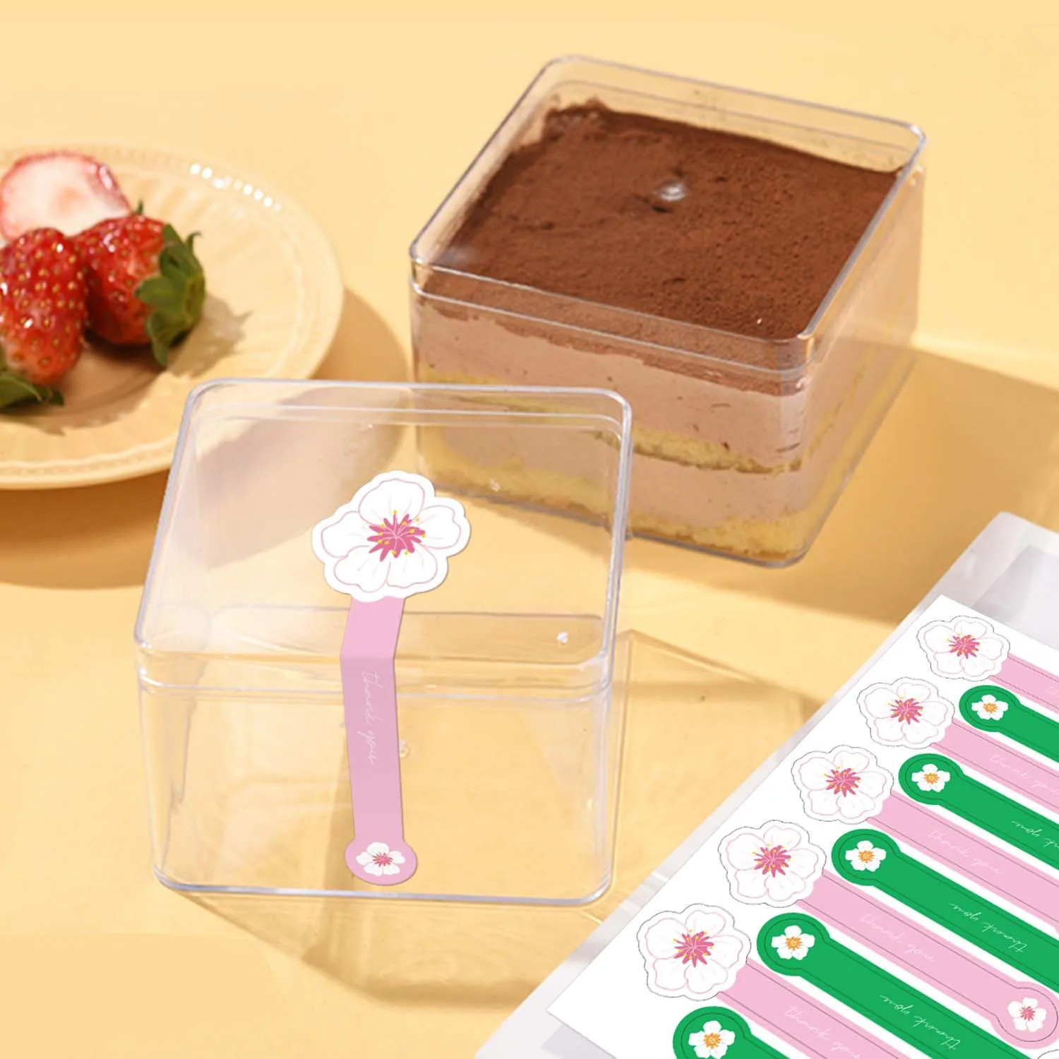 100pcs Thank You Stickers – 3x10cm Black Gold Foil Adhesive Labels for Cake Boxes, Gift Bags, Baking & Packaging – Long Rectangle Sealing Tags for Small Business, Weddings & Parties 2