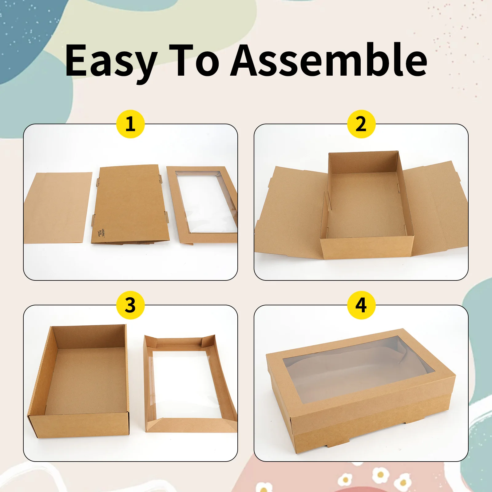 Disposable Kraft Paper Food Boxes with Clear Window – Recyclable Takeout Containers for Dessert, Sandwich, Fruit, Gifts & Parties, Picnic Box – Eco-Friendly Brown Bakery Box (50 Pack) - 图片 3