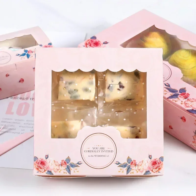 10PCS Mini Mooncake Gift Boxes with Clear Window – Paper Treat Boxes for Pastries, Candies, Sweets, Cake, Holiday Favors – Ideal for Weddings, Parties, Navidad Festival, Takeout & Dessert Packaging - 图片 3