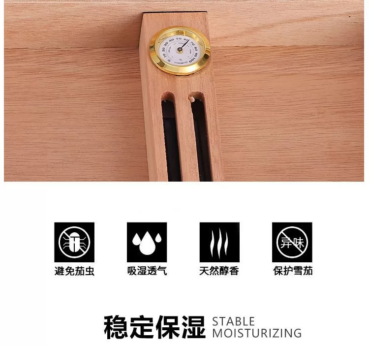 Premium Cedar Wood Cigar Humidor Box with Built-in Hygrometer – 16 Count Storage Case w... - SKU CHB10795 - UGI Packaging