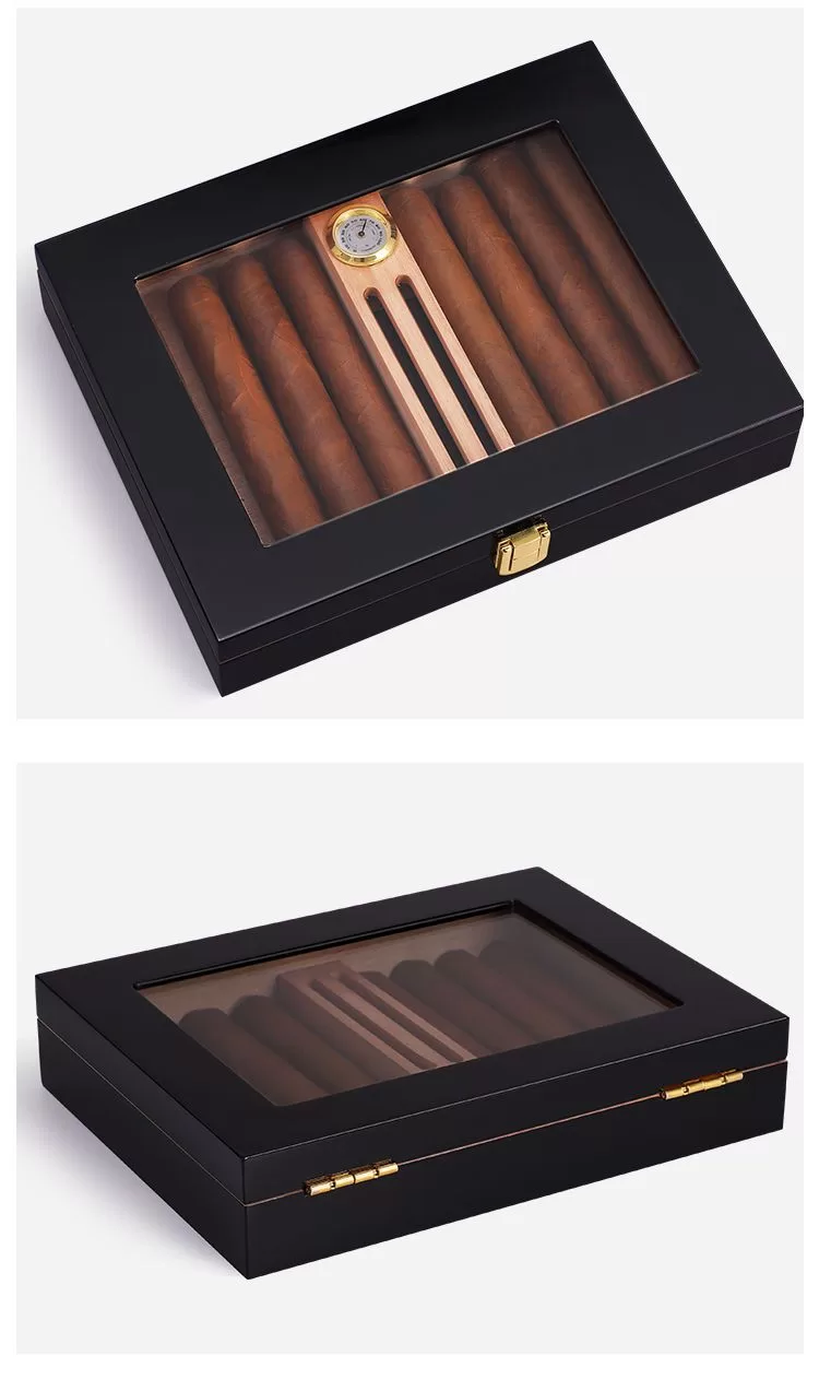 Premium Cedar Wood Cigar Humidor Box with Built-in Hygrometer – 16 Count Storage Case w... - SKU CHB10795 - UGI Packaging