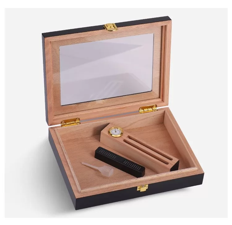 Premium Cedar Wood Cigar Humidor Box with Built-in Hygrometer – 16 Count Storage Case w... - SKU CHB10795 - UGI Packaging