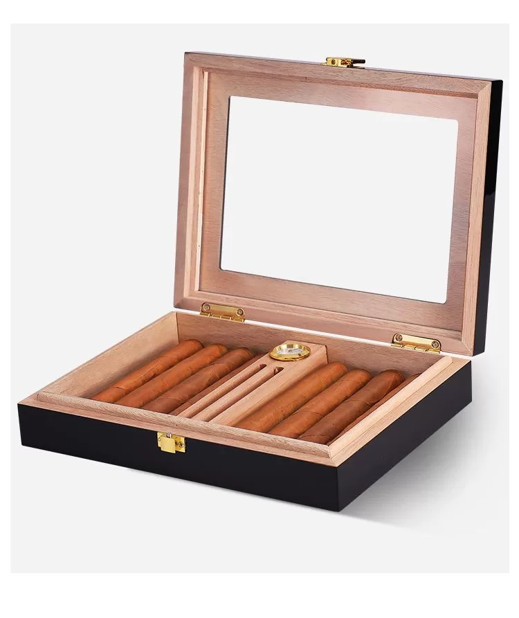 Premium Cedar Wood Cigar Humidor Box with Built-in Hygrometer – 16 Count Storage Case w... - SKU CHB10795 - UGI Packaging