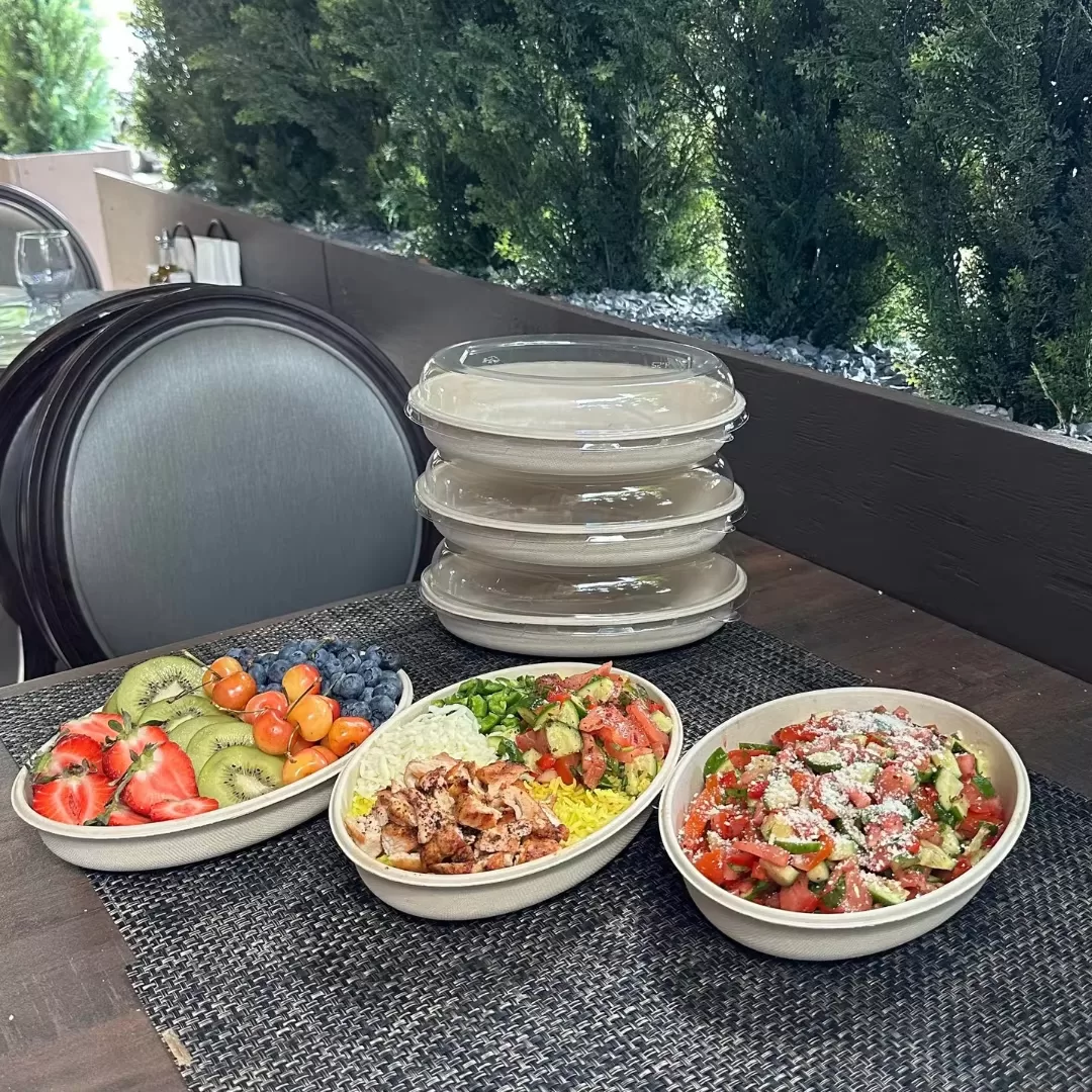 Sugarcane Plates and Food Containers – Compostable Biodegradable Disposable Tableware Set for Party, Picnic, Restaurants – Eco-Friendly Natural Bagasse Fiber Dinnerware - 图片 3