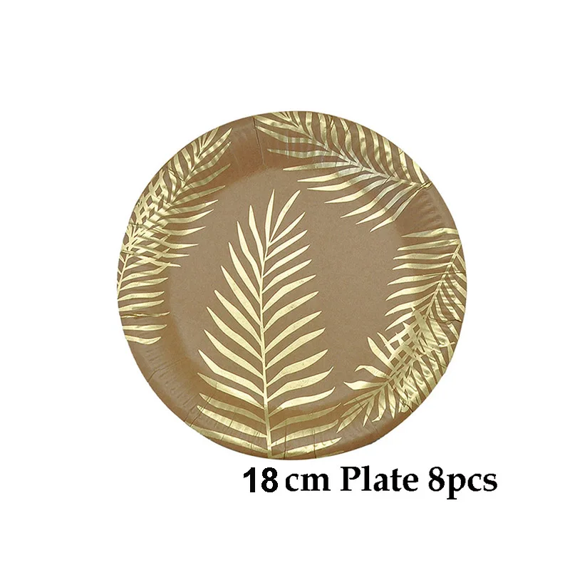 Disposable Kraft Paper Tableware Set – Golden Palm Leaf Pattern Plates, Cups, Napkins, Straws, and Cutlery – Eco-Friendly Party Supplies for Wedding, Birthday, Picnic, Baby Shower, and Events - 图片 17