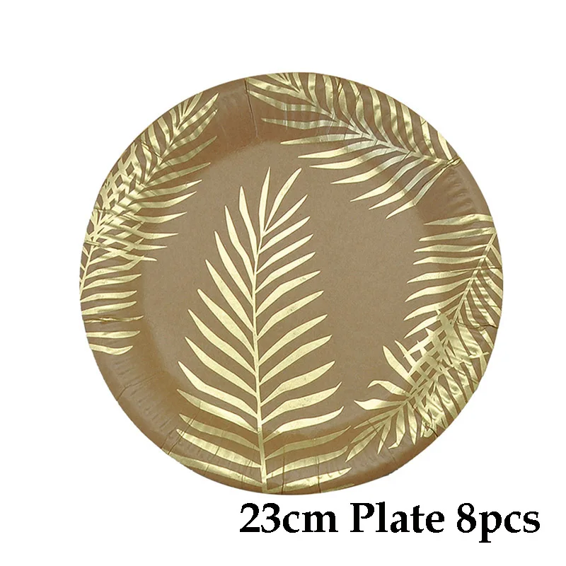 Disposable Kraft Paper Tableware Set – Golden Palm Leaf Pattern Plates, Cups, Napkins, Straws, and Cutlery – Eco-Friendly Party Supplies for Wedding, Birthday, Picnic, Baby Shower, and Events - 图片 18