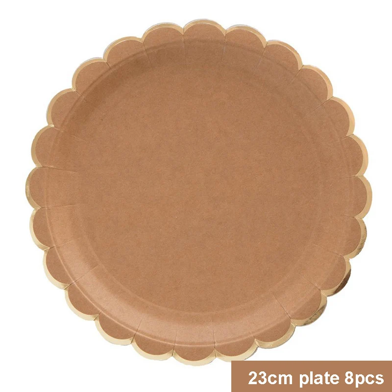 Disposable Kraft Paper Tableware Set – Golden Palm Leaf Pattern Plates, Cups, Napkins, Straws, and Cutlery – Eco-Friendly Party Supplies for Wedding, Birthday, Picnic, Baby Shower, and Events - 图片 28