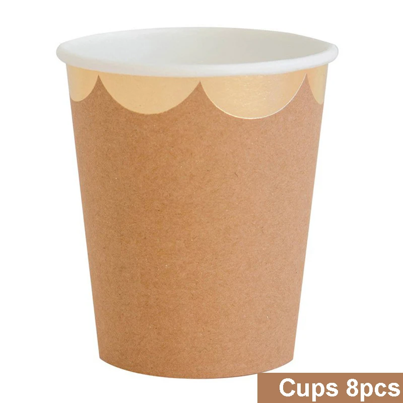 Disposable Kraft Paper Tableware Set – Golden Palm Leaf Pattern Plates, Cups, Napkins, Straws, and Cutlery – Eco-Friendly Party Supplies for Wedding, Birthday, Picnic, Baby Shower, and Events - 图片 29