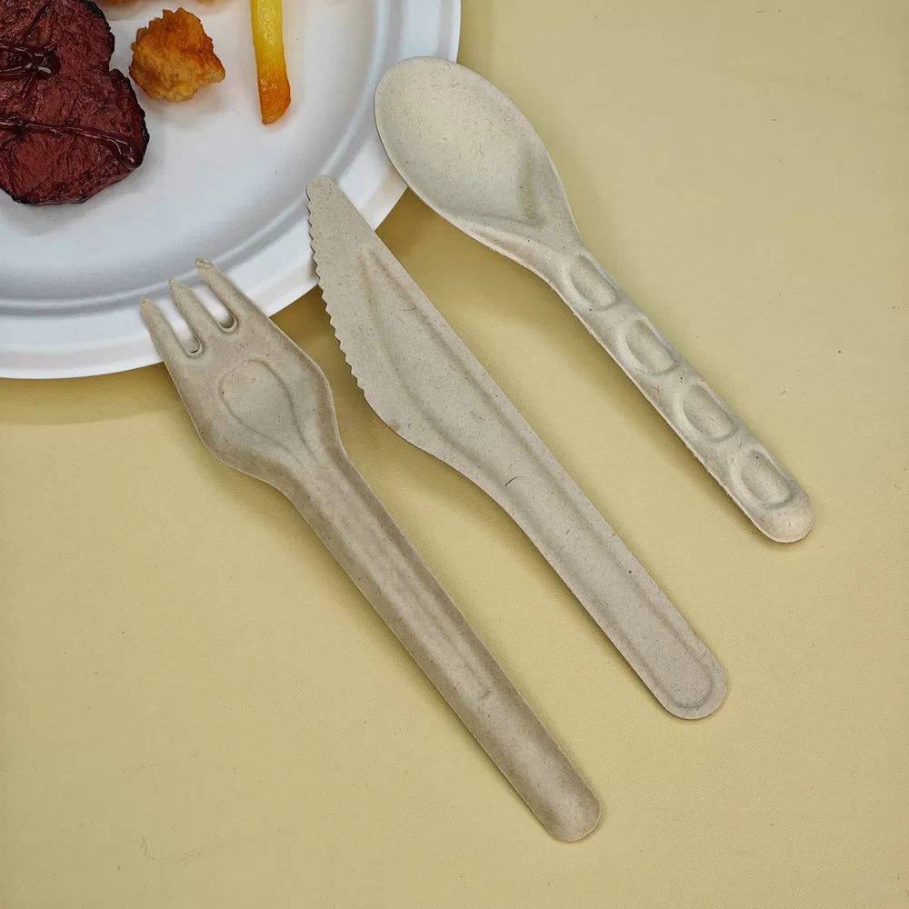 Sugarcane Bagasse Cutlery Set, Eco-Friendly Compostable Biodegradable – Disposable Spoon Fork Knife Utensils for Party, Takeout, Picnic, Camping, Sustainable Tableware - 图片 11