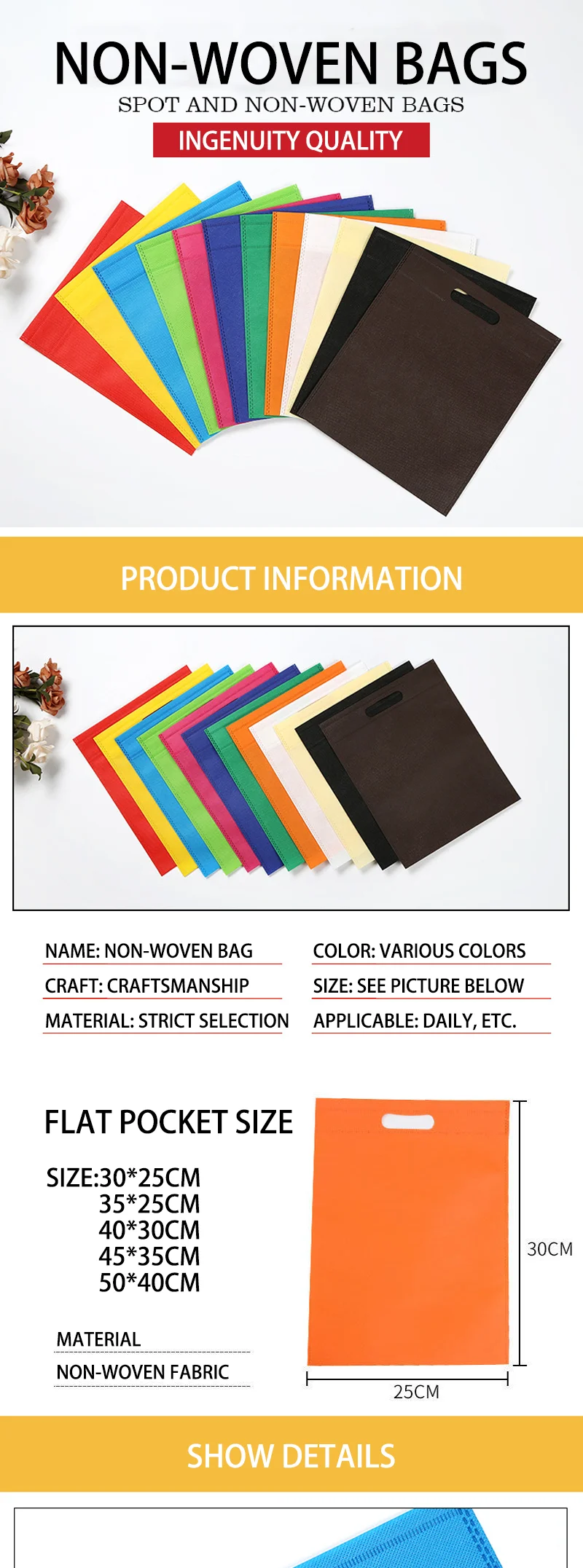 Customized Nonwoven Bags with Your Logo – Durable, Eco-Friendly, Reusable Tote Bags – Ideal for Shopping, Gifts, Events, Promotions – Free Worldwide Shipping Included for Your Convenience