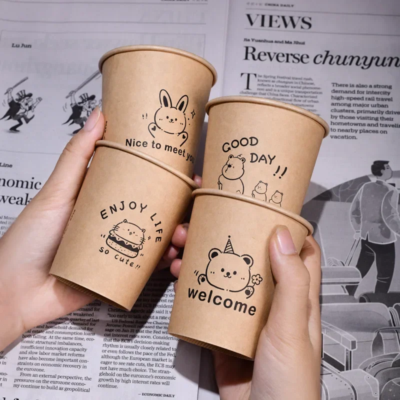 50PCS/Pack 250ml Disposable Coffee Cups – Thickened Paper Cups for Takeout, Milk Tea, Hot Drinks, Water, and More – Durable, Leak-Resistant Drinking Paper Cups for Daily Use - 图片 5