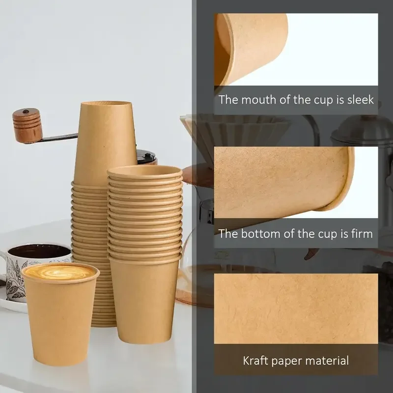 8oz Kraft Paper Cups – Disposable Hot/Cold Drinking Cups for Coffee, Water, Juice, Tea – Unbleached Eco-Friendly Paper Cups for Party, Picnic, Travel, Office, Events, and Daily Use 8oz Kraft Paper Cups – Disposable Hot/Cold Drinking Cups for Coffee, Water, Juice, Tea – Unbleached Eco-Friendly Paper Cups for Party, Picnic, Travel, Office, Events, and Daily Use