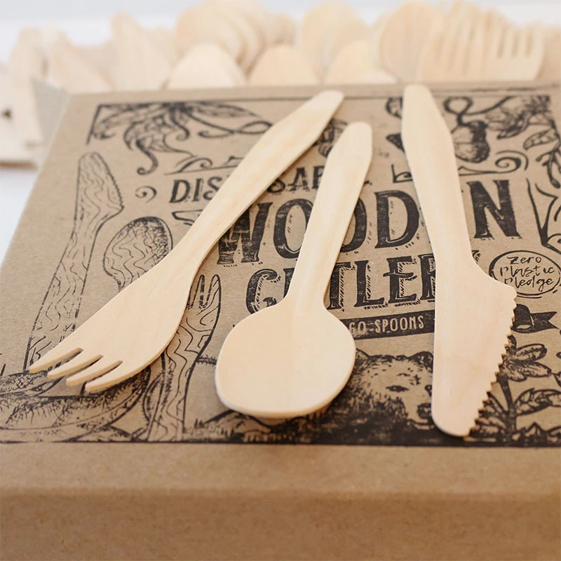 12/18PCS Disposable Wooden Cutlery Set – Includes Knife, Fork, and Spoon – Eco-Friendly Biodegradable Tableware for Birthday Party, Picnic, Camping, Wedding, Catering, and Everyday Use - 图片 3