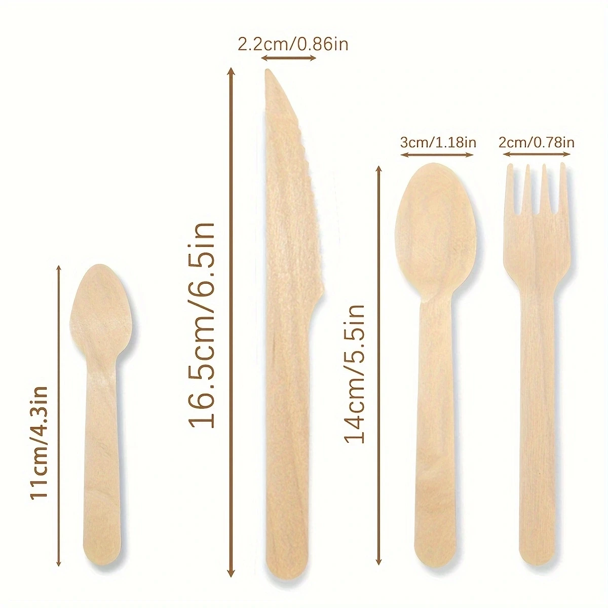 Disposable Wooden Tableware Set – Includes 50 Forks, 50 Spoons, 50 Teaspoons, 50 Knives – Eco-Friendly Biodegradable Garden Utensils for Party, Picnic, Wedding, BBQ, Camping, or Events Use 2