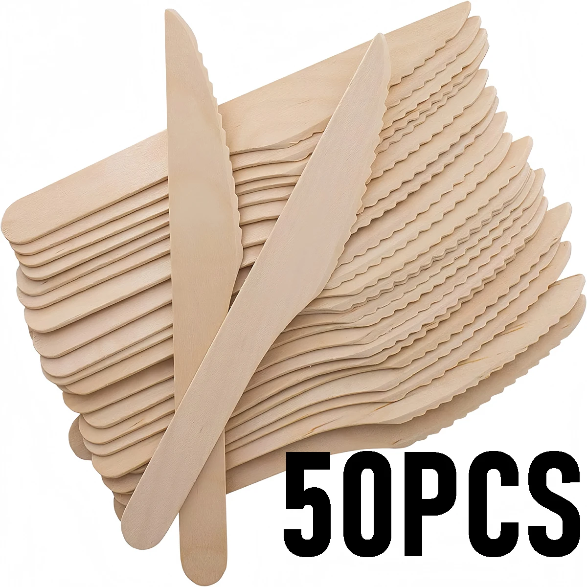 Disposable Wooden Cutlery Set – 50 Forks, 50 Knives, 50 Spoons – Biodegradable Eco-Friendly Tableware for Party, Picnic, BBQ, Wedding, Camping, Versatile Western Style Utensils - 图片 8