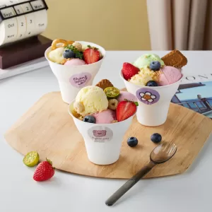 10/20/30PCS Disposable Small Paper Cups – Custom Logo Ice Cream & Tasting Cups, Ideal for Summer Dessert, Coffee, Sampling, Party, Events, Bakery, Internet Celebrity Shop & Café Use