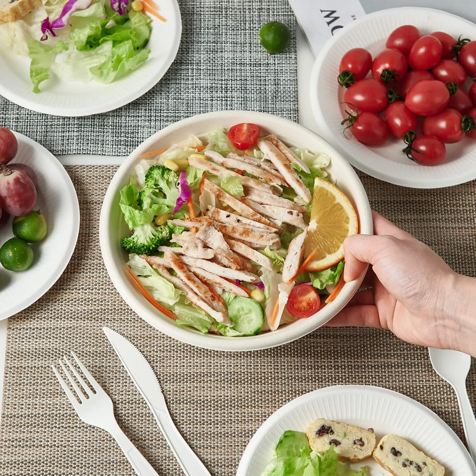 10/20/50PCS 100% Compostable Sugarcane Fiber Paper Bowls – Biodegradable Disposable Bowls for Dessert, Salad, Ice Cream, Oatmeal – Ideal for Holiday, Family Party, Picnic, and Event Use - 图片 5