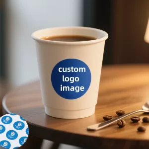 120PCS (10 Sheets) Custom Waterproof Vinyl Stickers – Personalized Coffee Cup Logo Labels – Durable Beverage Stickers for Business Branding, Gifts, Packaging, Event Decor, and DIY Supplies