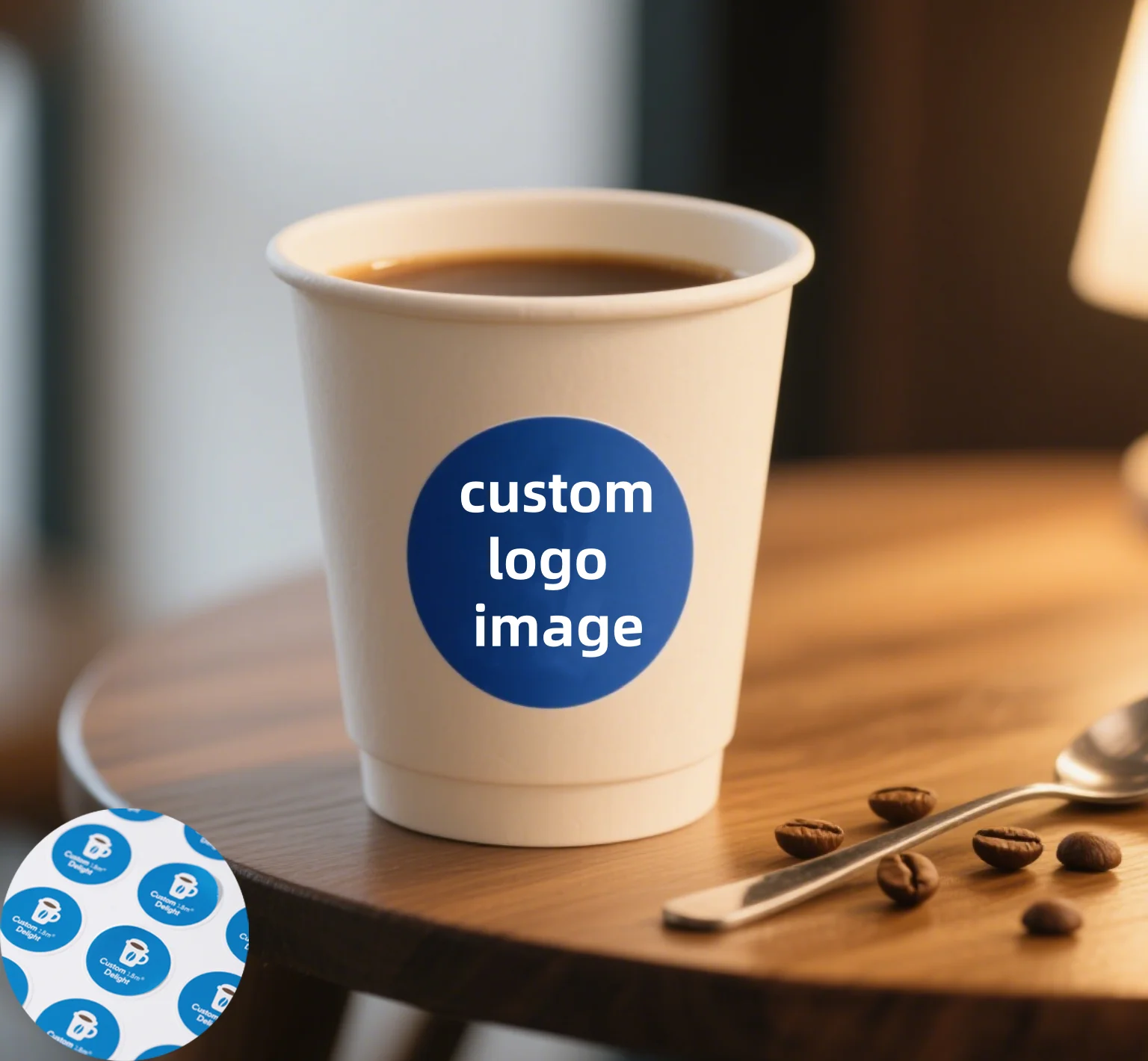 120PCS (10 Sheets) Custom Waterproof Vinyl Stickers – Personalized Coffee Cup Logo Labels – Durable Beverage Stickers for Business Branding, Gifts, Packaging, Event Decor, and DIY Supplies