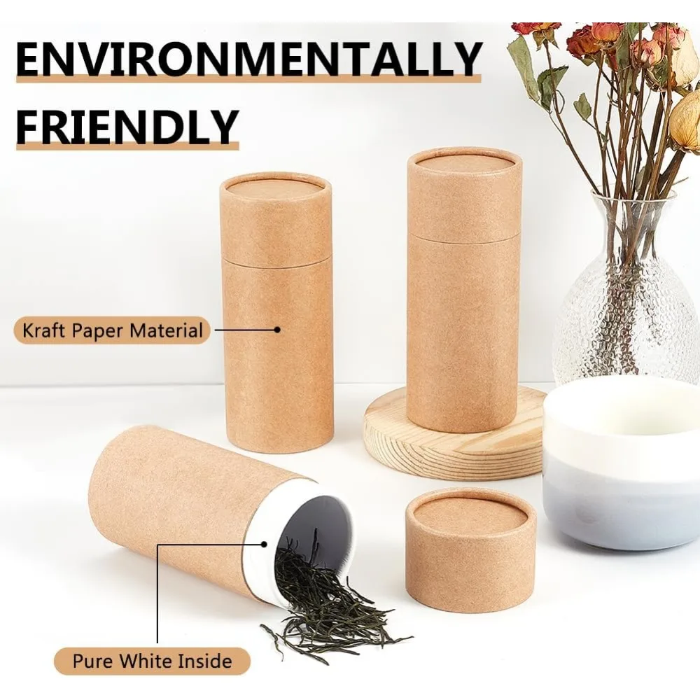 Round Kraft Paperboard Tubes – Eco-Friendly Paper Containers for Pencils, Tea, Coffee, Cosmetics, Crafts, and Gifts – Durable, Recyclable, and Perfect for Packaging or Storage Use