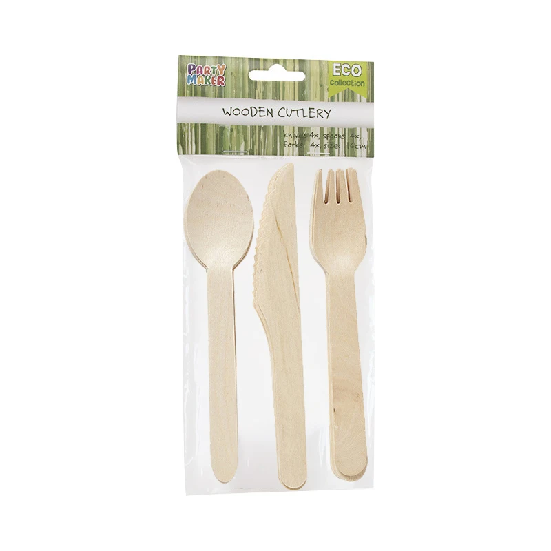 12/18PCS Disposable Wooden Cutlery Set – Includes Knife, Fork, and Spoon – Eco-Friendly Biodegradable Tableware for Birthday Party, Picnic, Camping, Wedding, Catering, and Everyday Use 4