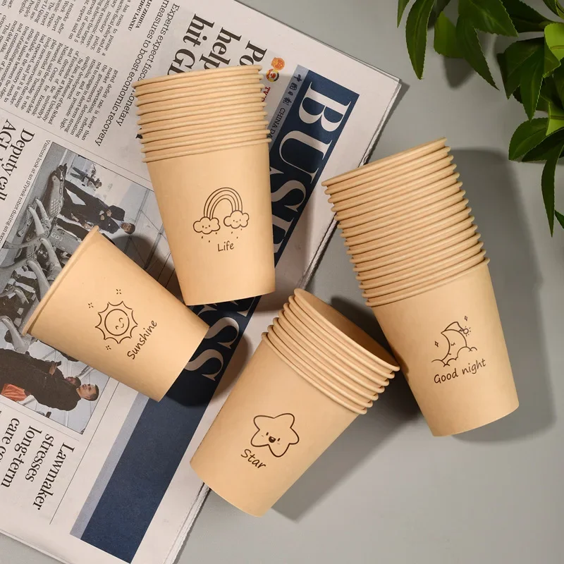 50PCS/Pack 250ml Disposable Coffee Cups – Thickened Paper Cups for Takeout, Milk Tea, Hot Drinks, Water, and More – Durable, Leak-Resistant Drinking Paper Cups for Daily Use - 图片 3