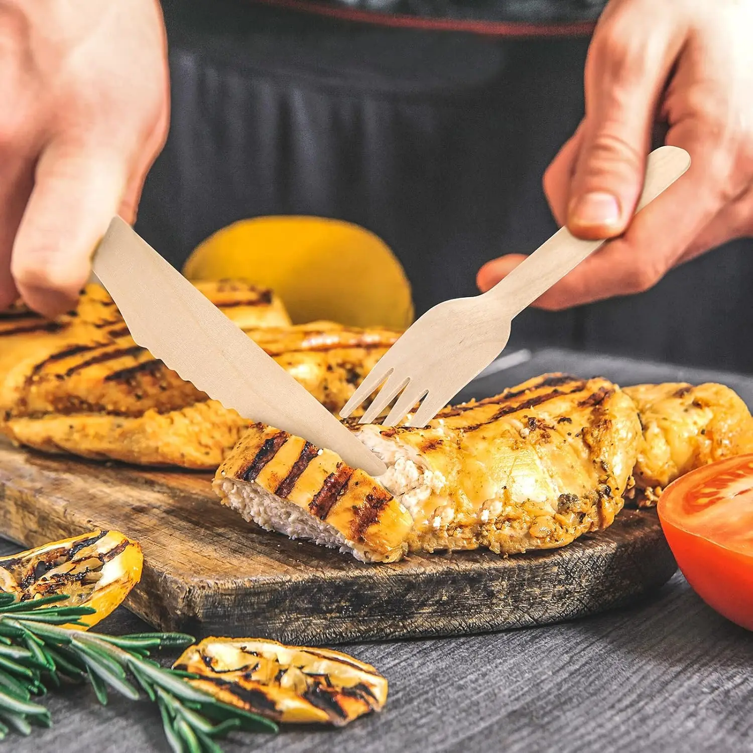 Disposable Wooden Tableware Set – Includes 50 Forks, 50 Spoons, 50 Teaspoons, 50 Knives – Eco-Friendly Biodegradable Garden Utensils for Party, Picnic, Wedding, BBQ, Camping, or Events Use 6