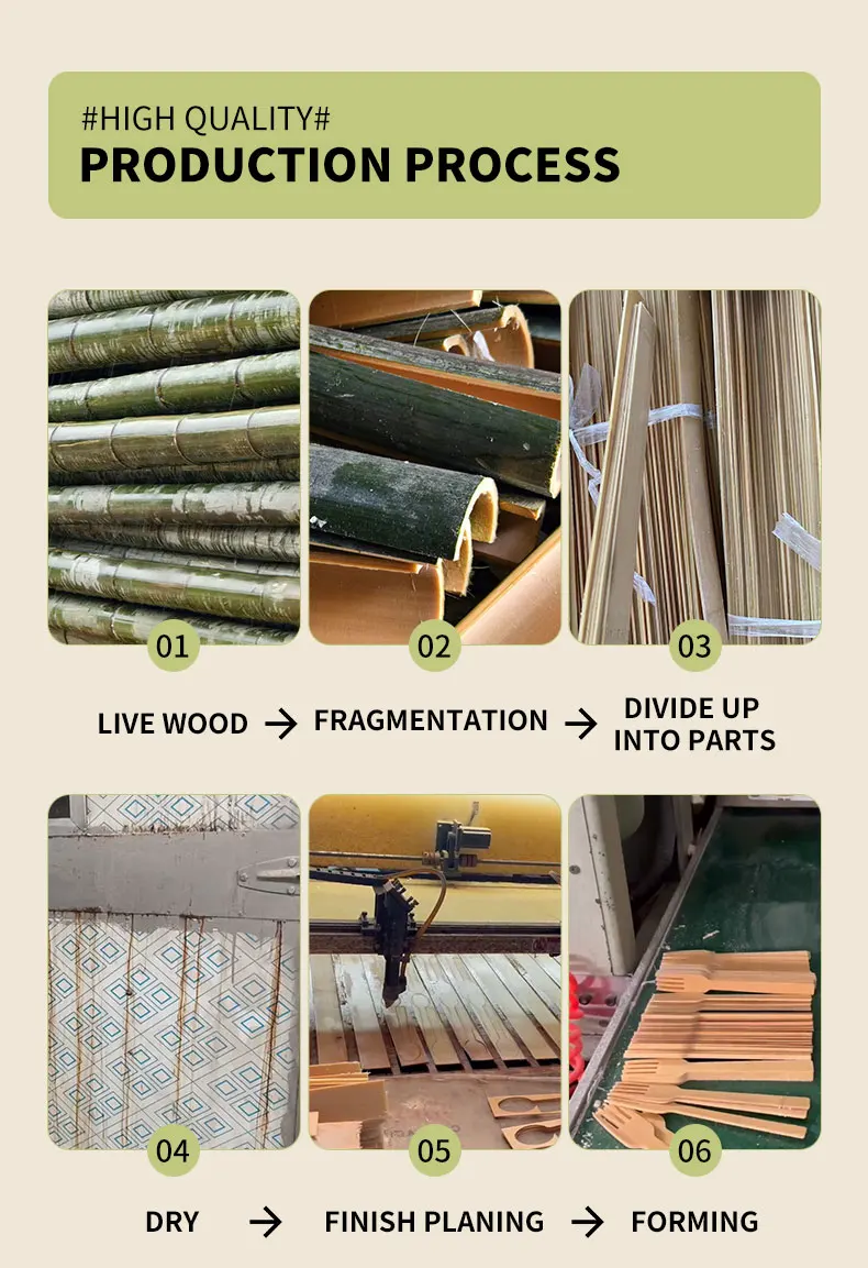 50/100PCS Natural Disposable Bamboo Tableware Set – Eco-Friendly Biodegradable Forks, Spoons, Knives – Sustainable Utensils for Party, Wedding, Picnic, Camping, Catering, and Daily Use 2