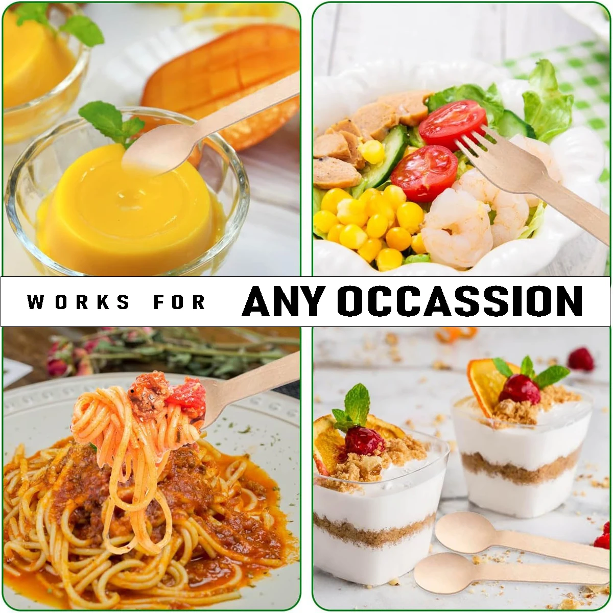 Disposable Wooden Cutlery Set – 50 Forks, 50 Knives, 50 Spoons – Biodegradable Eco-Friendly Tableware for Party, Picnic, BBQ, Wedding, Camping, Versatile Western Style Utensils - 图片 2