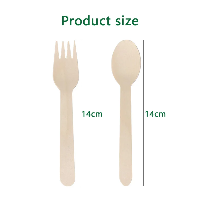 14cm Wooden Spoon and Fork Set – Premium Disposable Tableware for Wedding, Party, Picnic, Cake Tasting, Catering, Dessert, Baby Shower, Event Supplies, Eco-Friendly Biodegradable Utensils - 图片 2