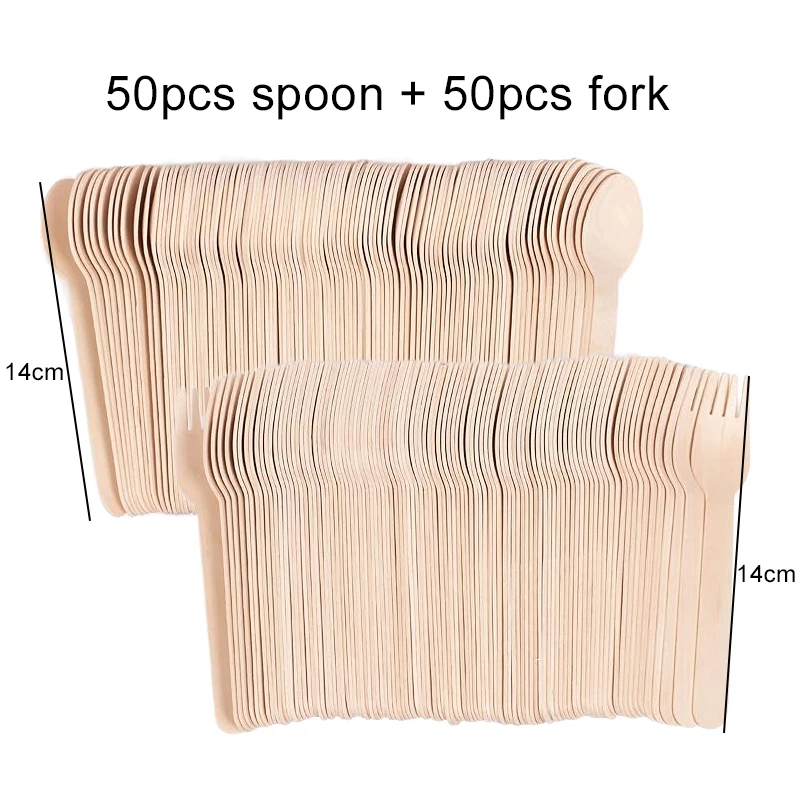 14cm Wooden Spoon and Fork Set – Premium Disposable Tableware for Wedding, Party, Picnic, Cake Tasting, Catering, Dessert, Baby Shower, Event Supplies, Eco-Friendly Biodegradable Utensils - 图片 7