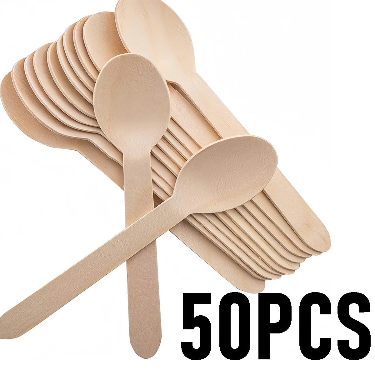 Disposable Wooden Cutlery Set – 50 Forks, 50 Knives, 50 Spoons – Biodegradable Eco-Friendly Tableware for Party, Picnic, BBQ, Wedding, Camping, Versatile Western Style Utensils - 图片 7