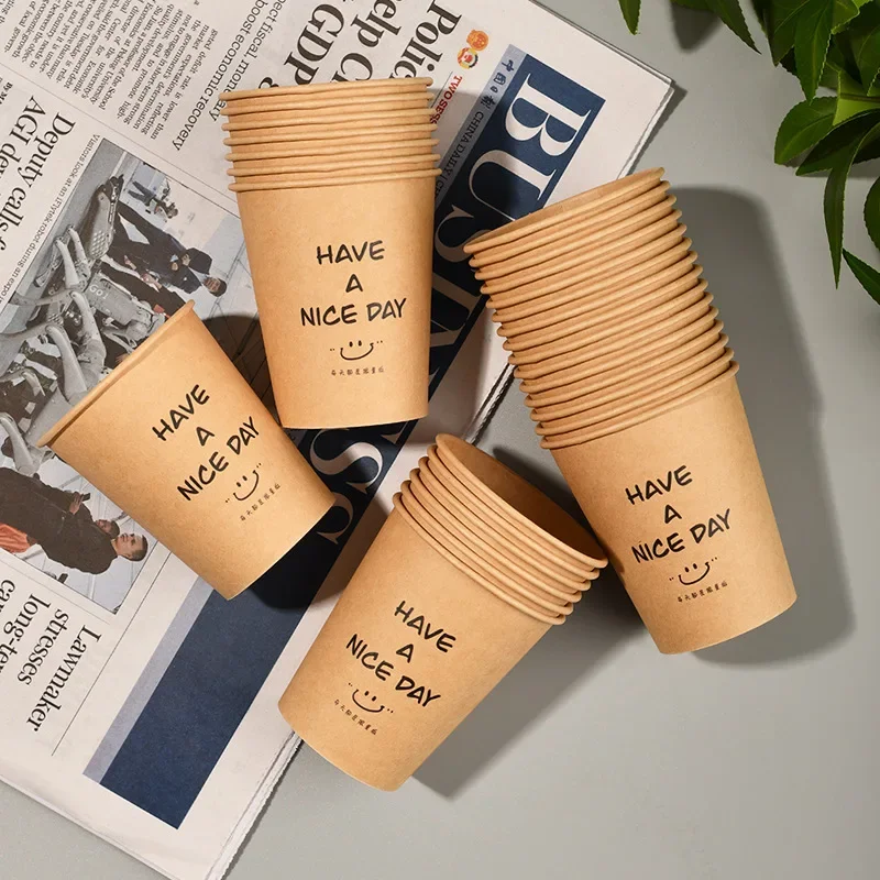 50PCS/Pack 250ml Disposable Coffee Cups – Thickened Paper Cups for Takeout, Milk Tea, Hot Drinks, Water, and More – Durable, Leak-Resistant Drinking Paper Cups for Daily Use - 图片 2