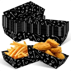 36PCS Disposable Paper Food Trays – Party Snack Boats for Nachos, Fries, Hot Dogs, Burgers – Food Serving Bowls for Football Game Day, Birthday Party, Carnival, Picnic, Festival or Event Use