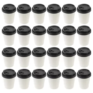 Disposable Coffee Cups with Lids – European Style Double-Layer Insulated Paper Cups for Takeaway – Simple Design, 8oz/12oz (280ml/350ml) – Ideal for Coffee, Tea, Office, Café, and Events